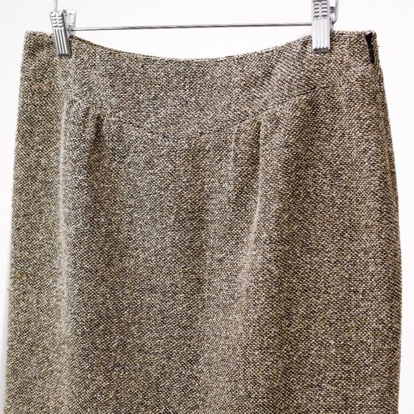 Valentino Brown Tweed Ruffle Pencil Skirt - Picture 3 of 10